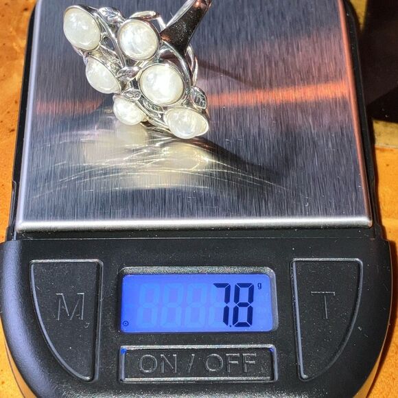 Natural Rainbow Moonstone Sterling Silver Cocktail Ring Size 8 - Picture 9 of 9